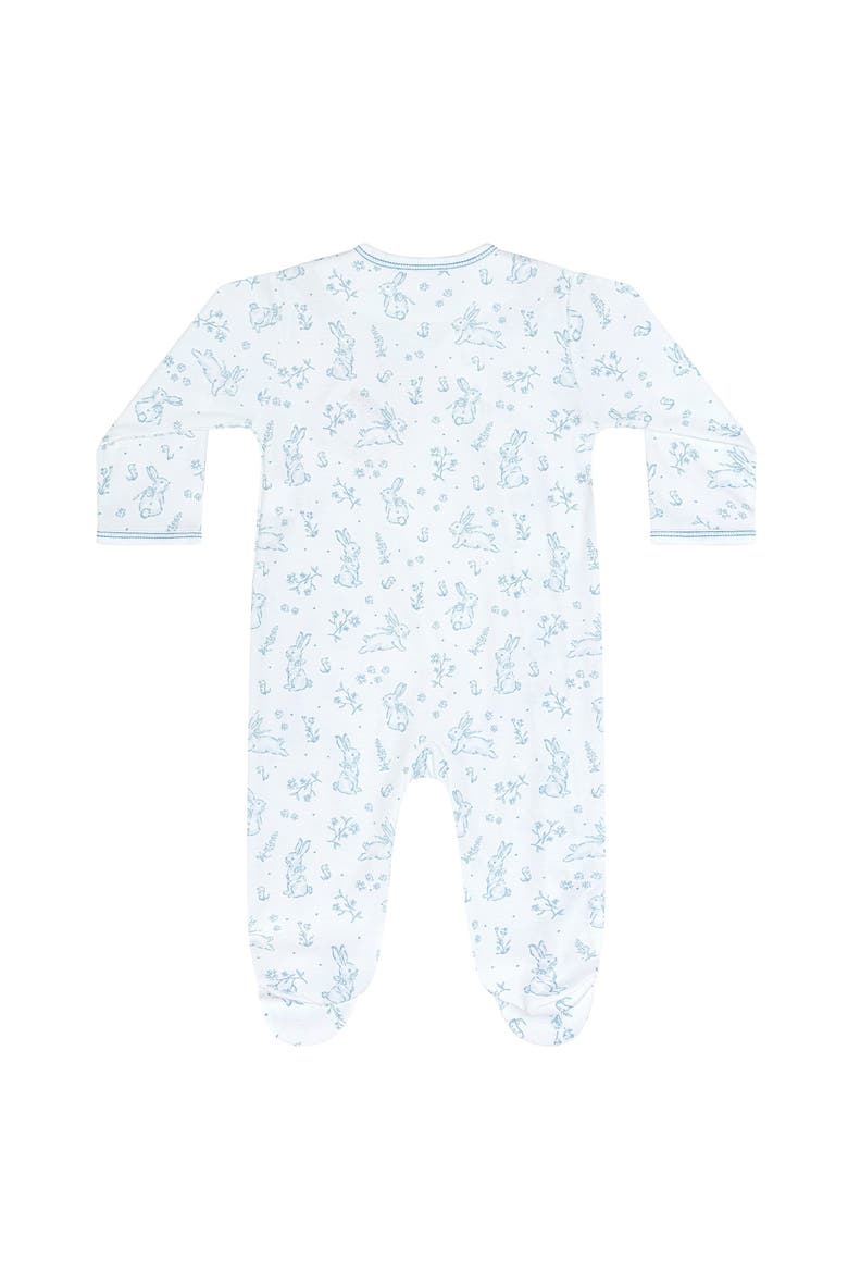 Blue Bunny Toile Crossover Footie - Baby, Alternate, color, Blue