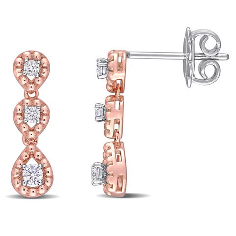 Diamond Teardrop Dangle Earrings 14k