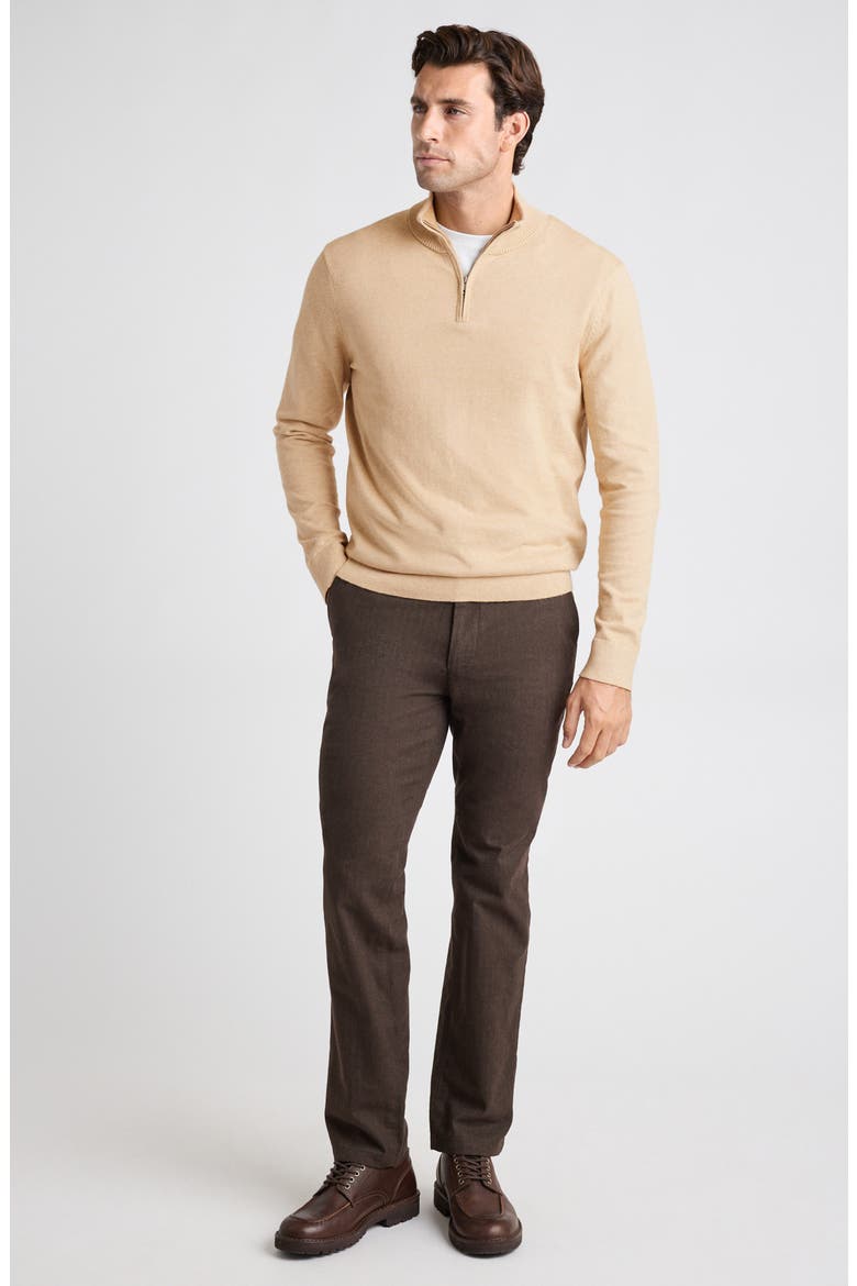 Cotton and Cashmere Quarter Zip Sweater, Alternate, color, BEIGE FEEDER STRIPE