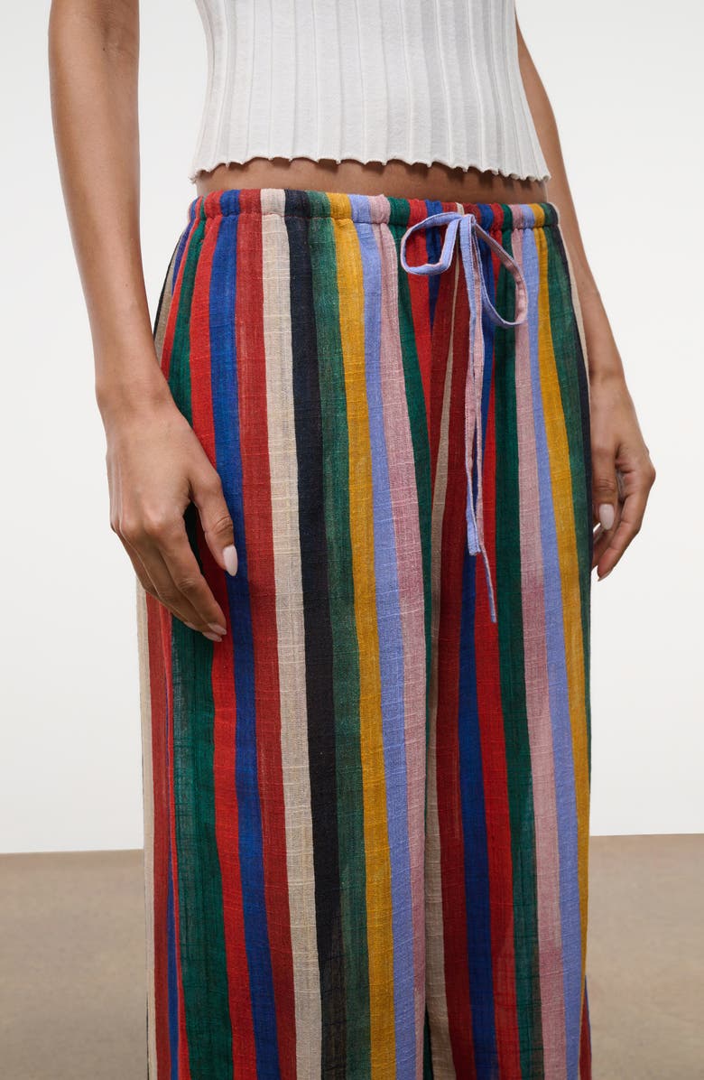 STAUD Mateo Stripe Cotton Drawstring Pants, Alternate, color, Artist Stripe