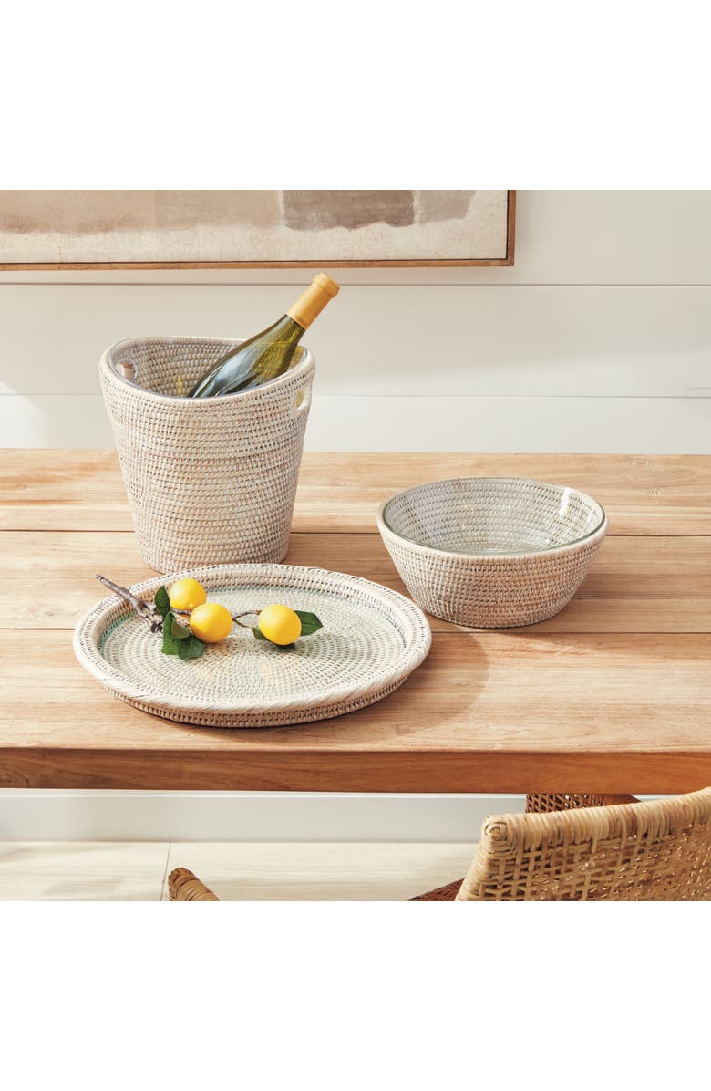 Napa Home & Garden 10.75"  Burma Rattan Whitewash Round Fruit Bread Wicker Natural Woven Serving Bowl, Alternate, color, 