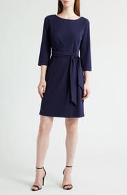 Tahari ASL Side Tie Long Sleeve Dress