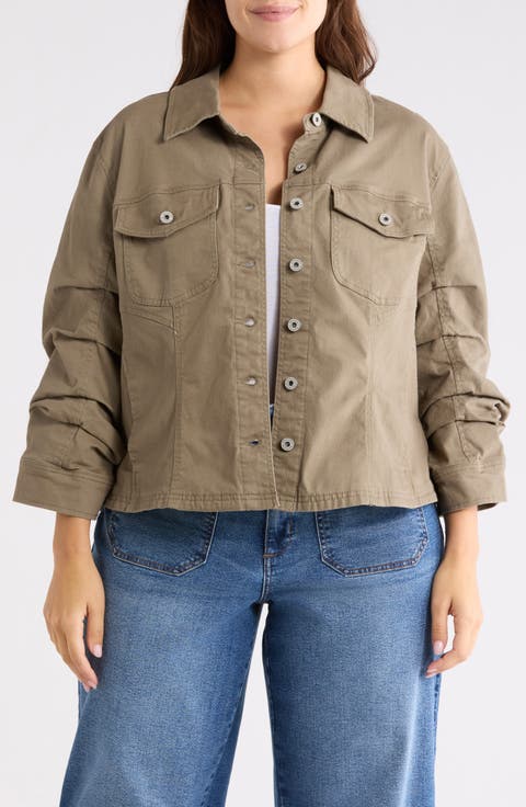 Ruched Sleeve Jacket (Plus)