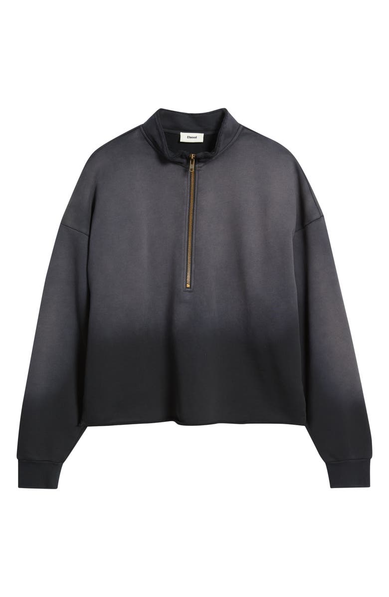 Elwood Oversize Raw Edge Quarter Zip Pullover, Alternate, color, Black