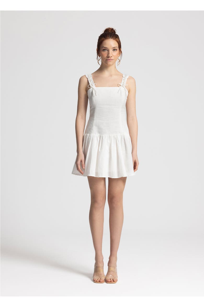 Milena Cotton Linen Blend Mini Dress, Alternate, color, White