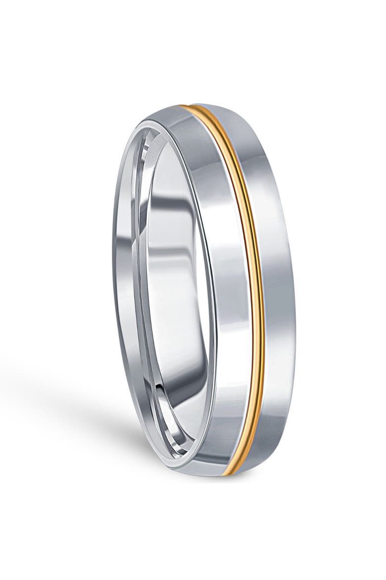 Men's Polished Tungsten & Gold Plated Two Tone 6mm Ring Wedding Band, Alternate, color, Tungsten