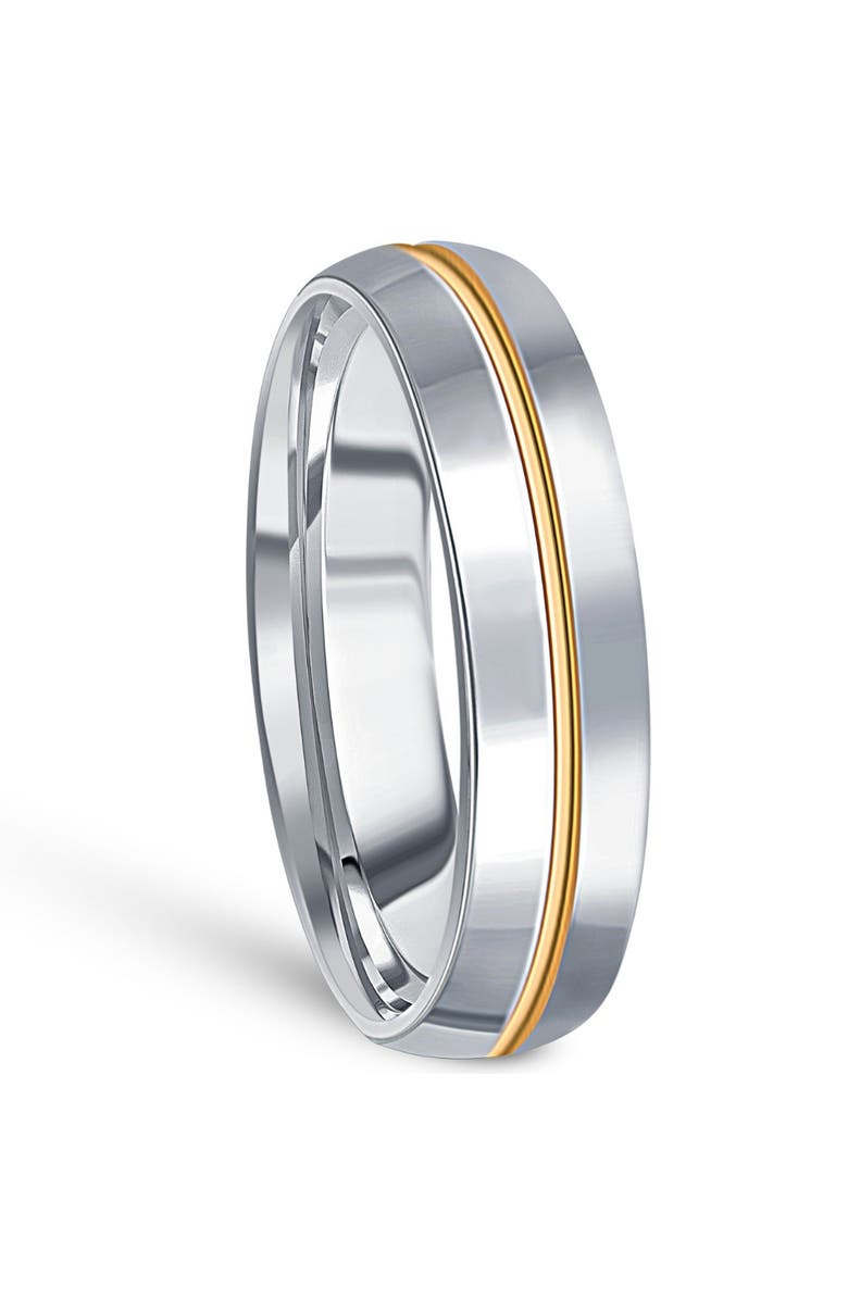 Bliss Diamond Men's Polished Tungsten & Gold Plated Two Tone 6mm Ring Wedding Band, Alternate, color, Tungsten