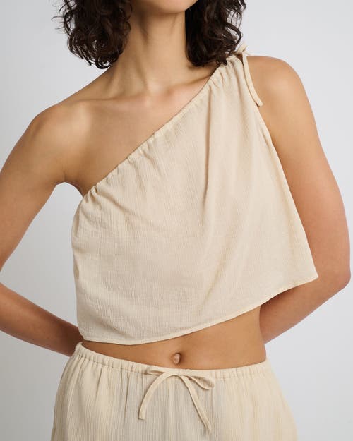 Shop Onia Crinkle Gauze One-shoulder Top In Sandshell