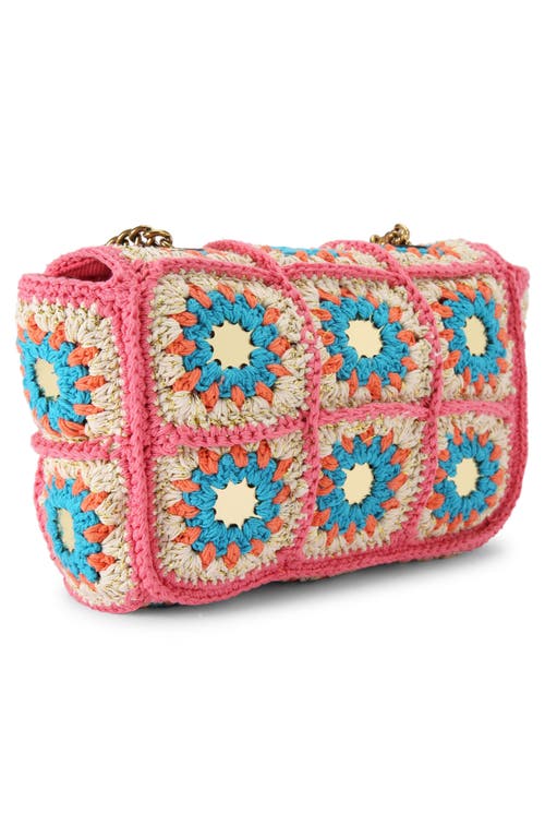 Kurt Geiger London Medium Kensington Crochet Convertible Crossbody Bag In Open Pink