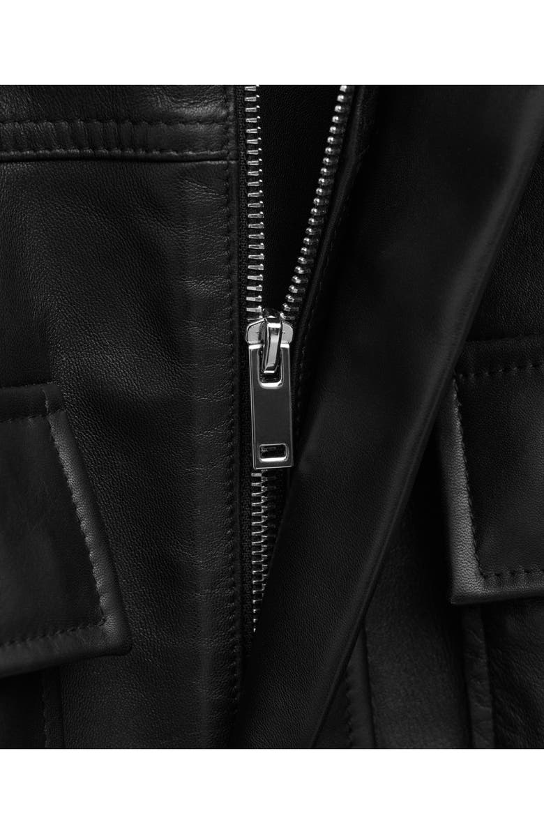 MANGO Leather Coat, Alternate, color, Black