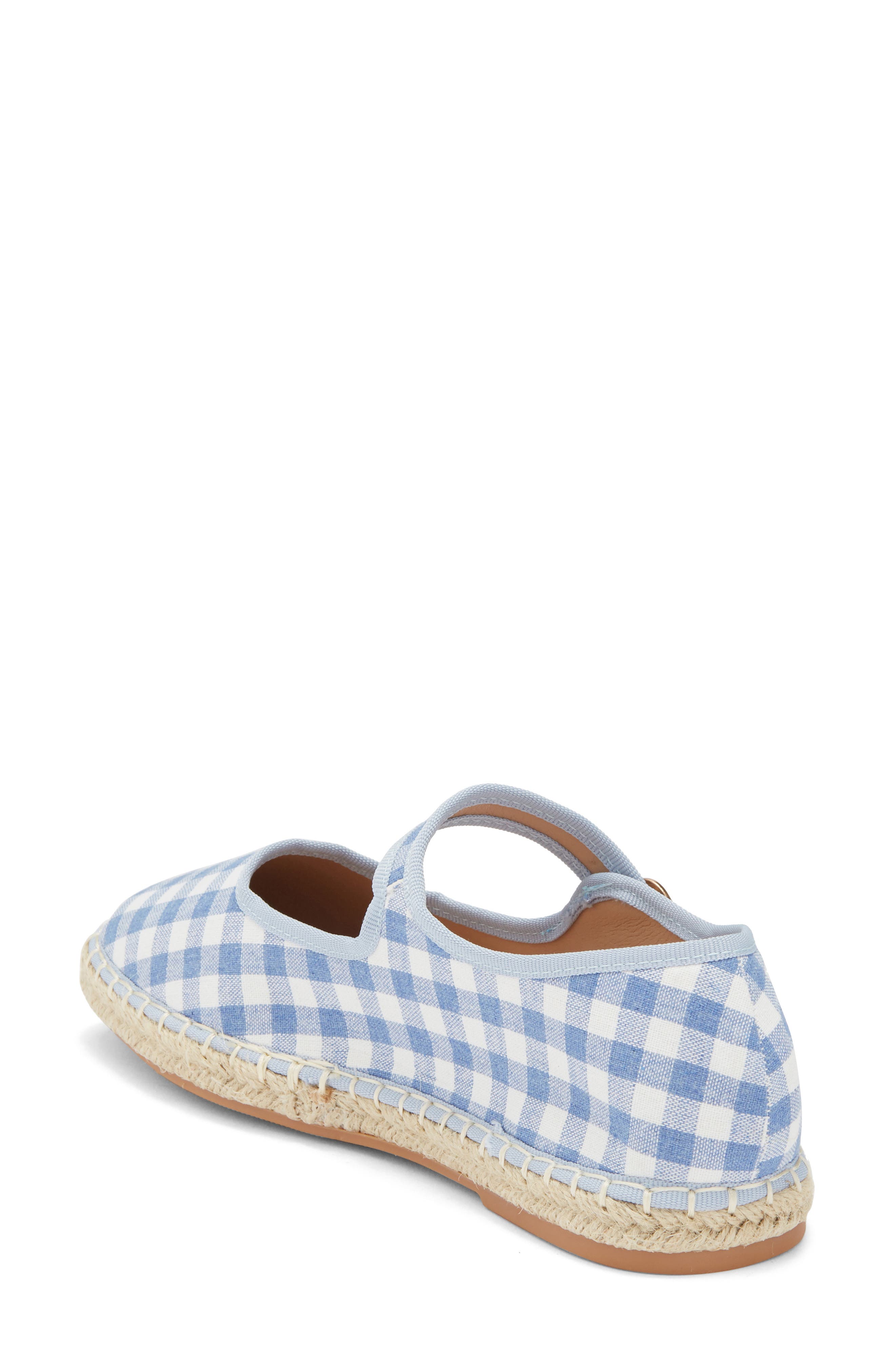 TOP MODA Fallon Gingham Mary Jane Flat, Alternate, color, Blue Canvas