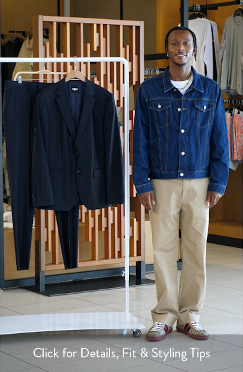 Huge Slim Fit Navy Pinstripe Wool Suit, sales video thumbnail