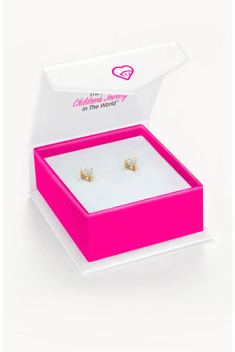 Opal Heart Prong Plated Earrings, Alternate, color, Opal