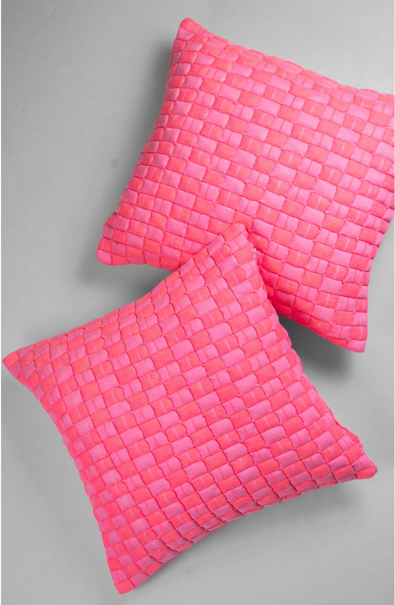 Archive New York Quilted Sujani Neon Pink Throw Pillow, Alternate, color, Pink