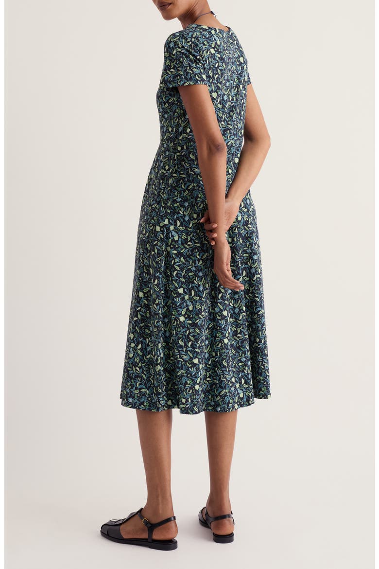 Veronica Print Stretch Organic Cotton Jersey Midi Dress, Alternate, color, GARDEN PEAS MARITIME