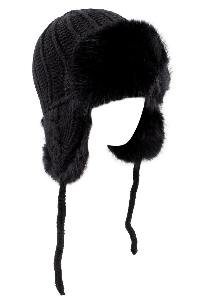 Faux Fur Trapper Cap, Main, color, BLACK