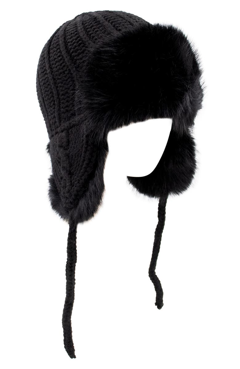 SURELL Faux Fur Trapper Cap, Main, color, Black