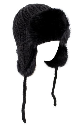 Surell Faux Fur Trapper Cap In Black
