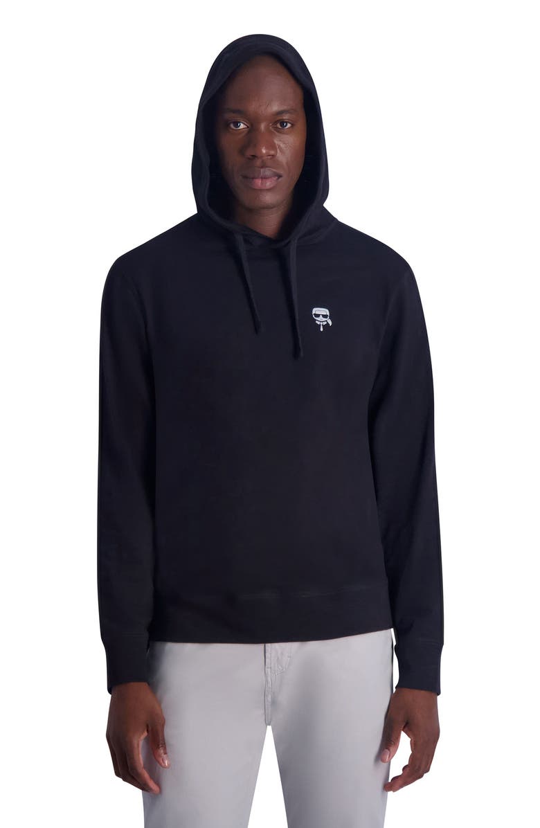 KARL LAGERFELD PARIS Slub Hooded Long Sleeve T-Shirt, Alternate, color,