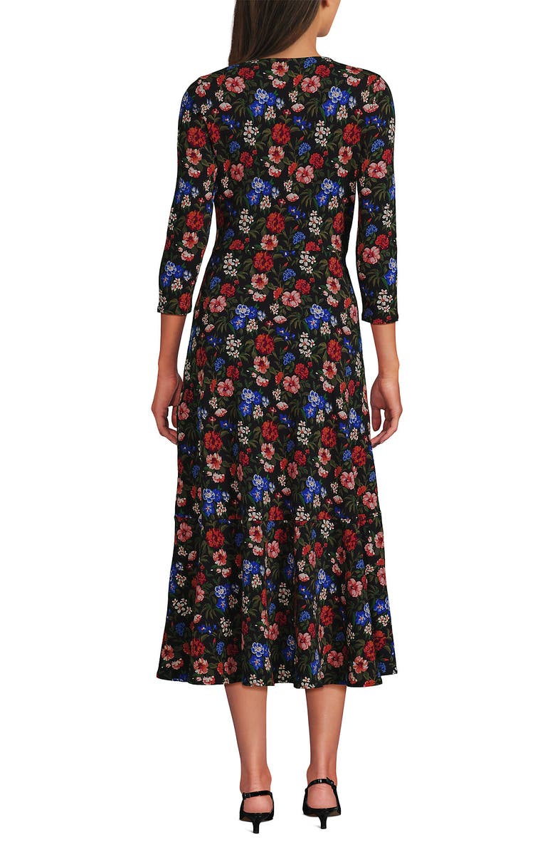 Lands' End Cotton Modal 3/4 Sleeve Vneck Wrap Dress, Alternate, color, 