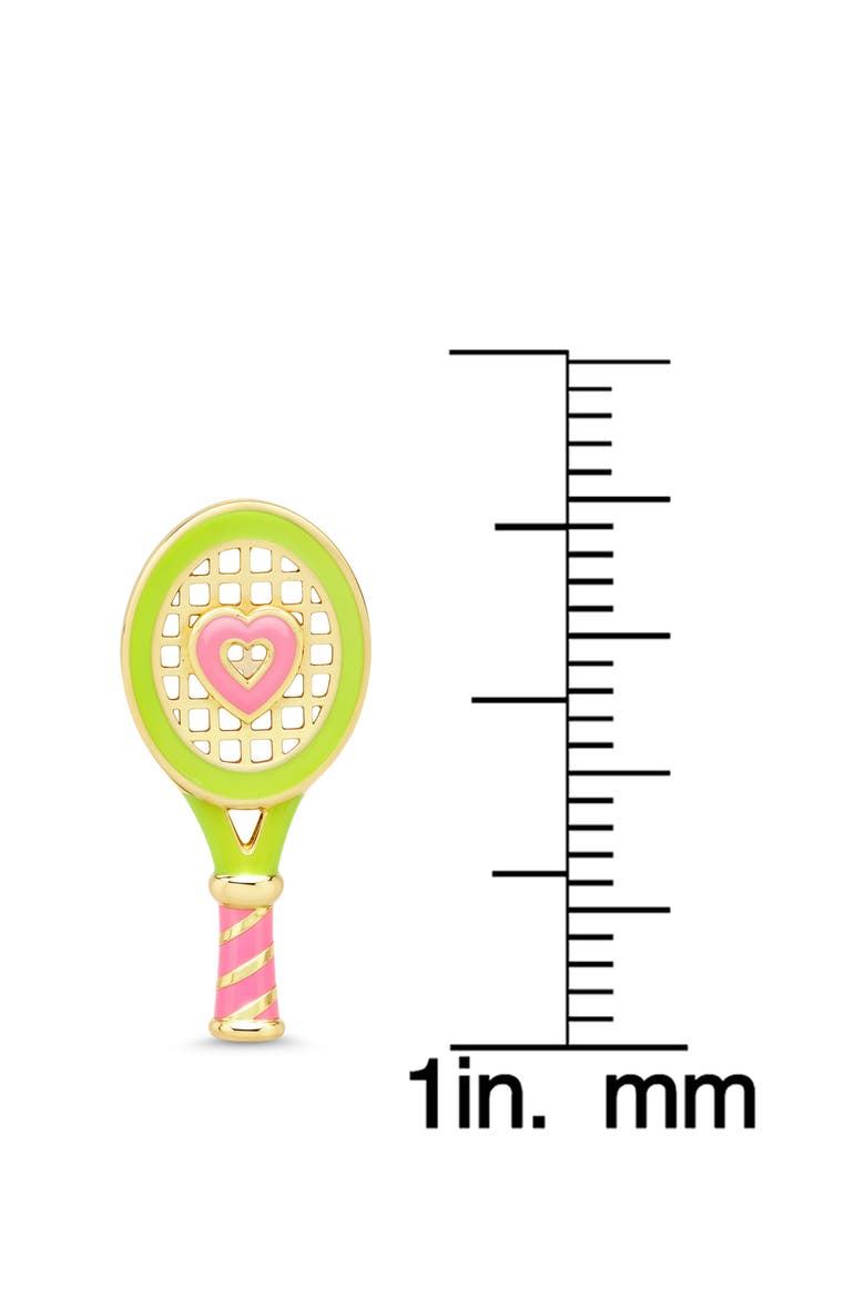 Kids' Tennis Racket Stud Earrings, Alternate, color, PINK/ GREEN