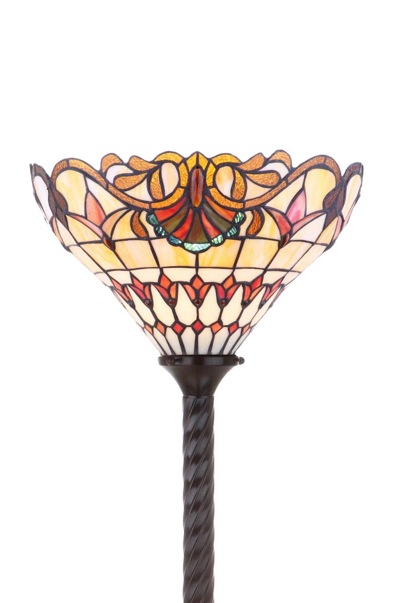 JONATHAN Y Davis Tiffany-Style 70" Torchiere LED Floor Lamp, Bronze, Main, color, Bronze