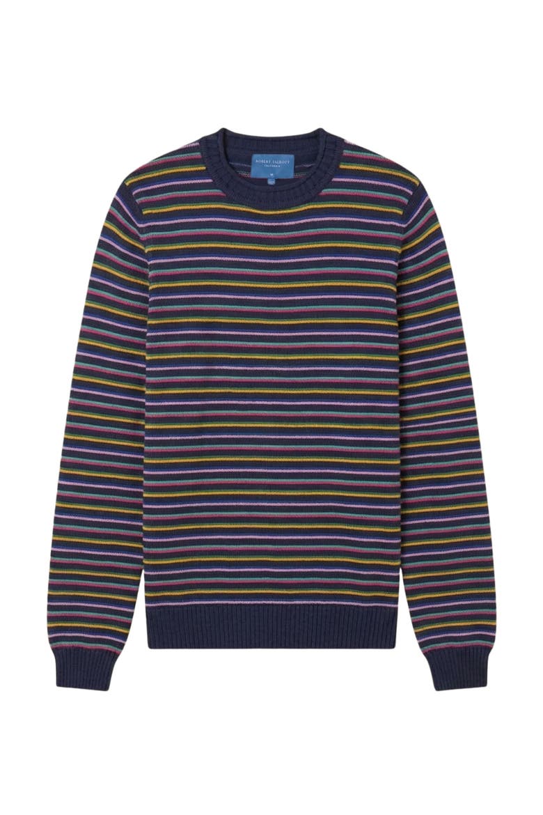 Hilton Multi Stripe Rollneck Sweater, Alternate, color, Navy Multi