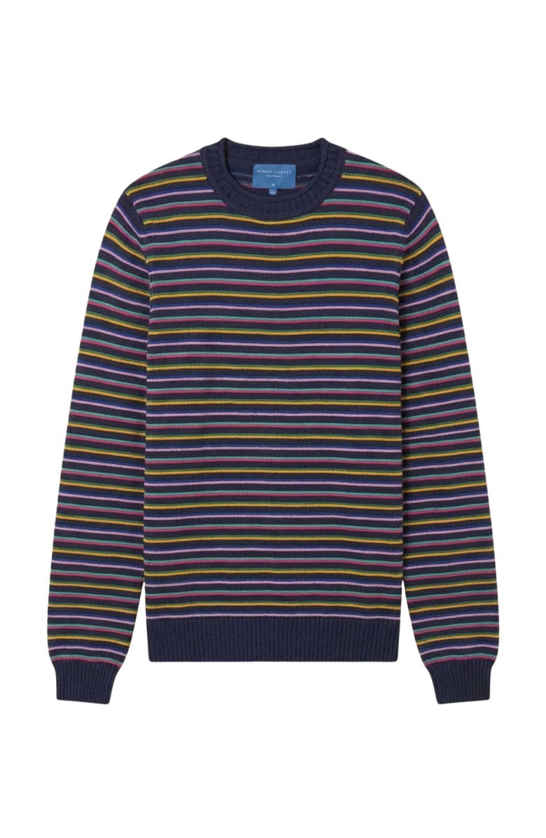 Robert Talbott Hilton Multi Stripe Rollneck Sweater, Alternate, color, Navy Multi