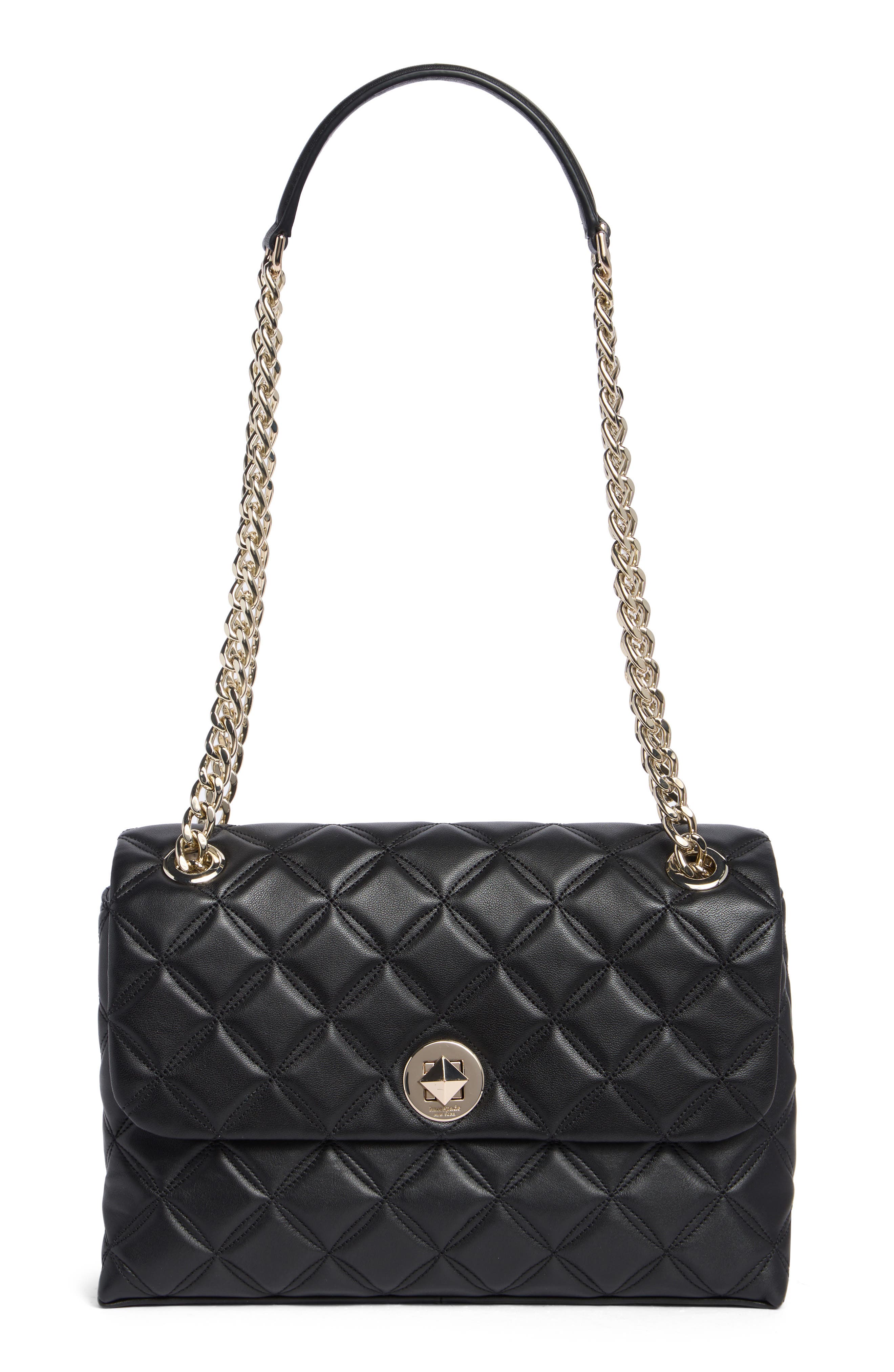 Kate Spade New York medium flap leather shoulder bag, Main, color, 