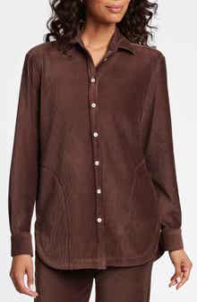 Foxcroft Maddy Plush Corduroy Button-Up Shirt