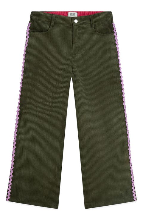 Kids' Wave High Waist Wide Leg Corduroy Pants