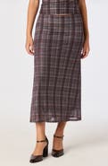 ASTR the Label Baila Plaid Mesh Midi Skirt