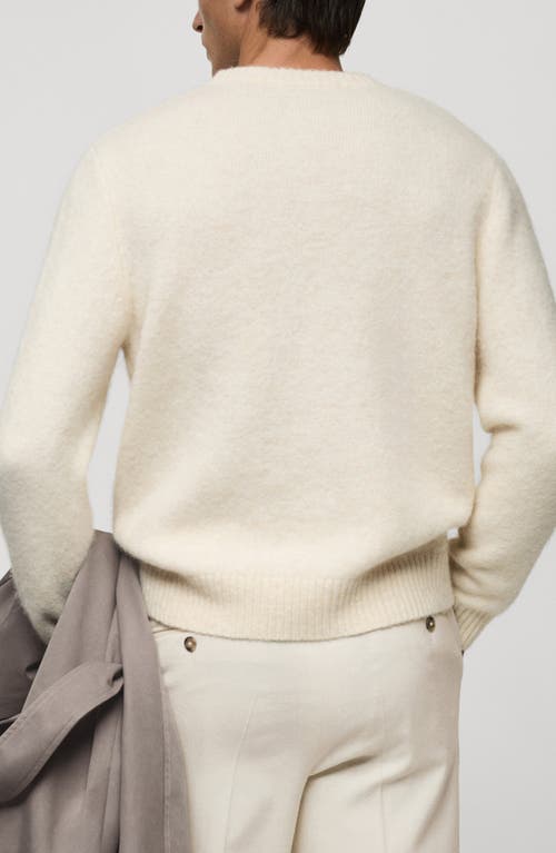 Mango Crewneck Knit Sweater In Ecru