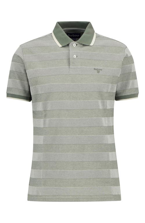 Barbour Branton Textured Stripe Cotton Piqué Polo In Green