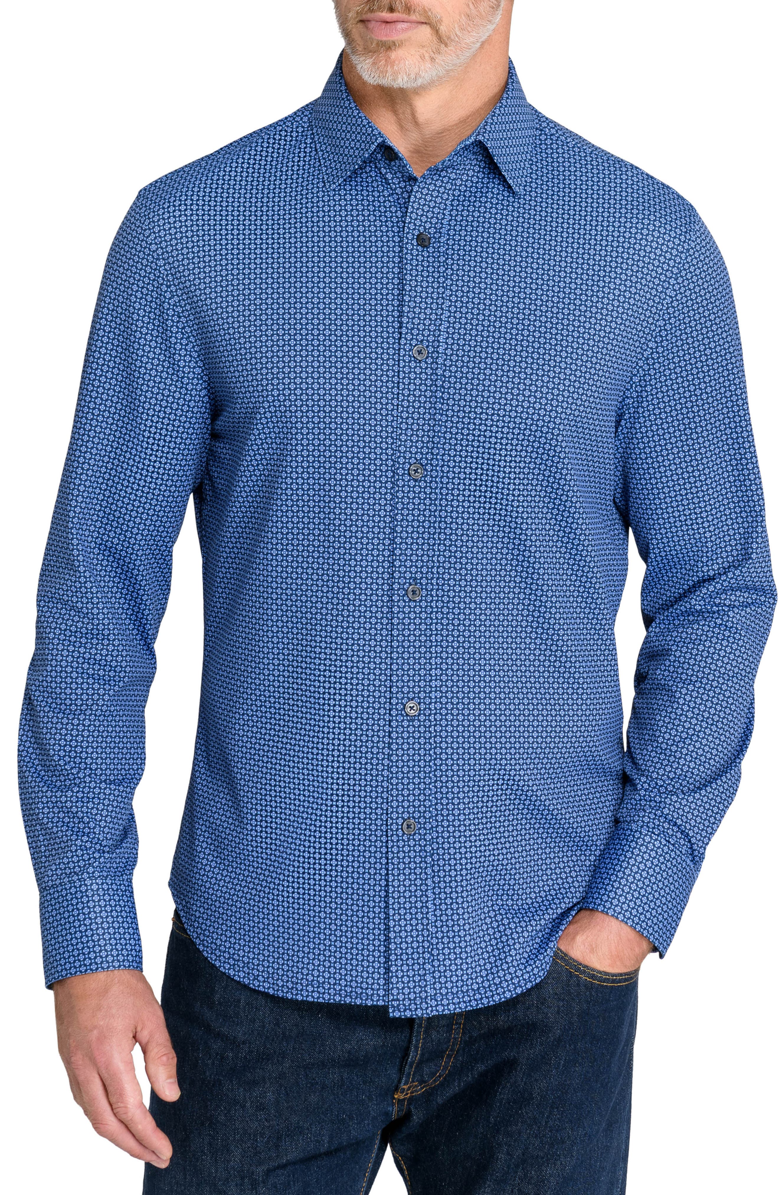 Medallion Geometric Slim Fit Pique Shirt