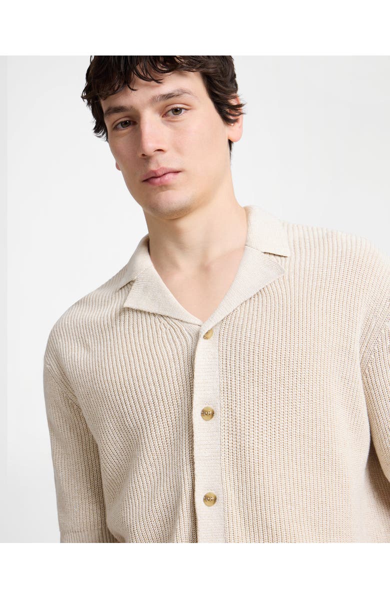 Onia Silk Linen Camp Shirt, Alternate, color, Melange Taupe
