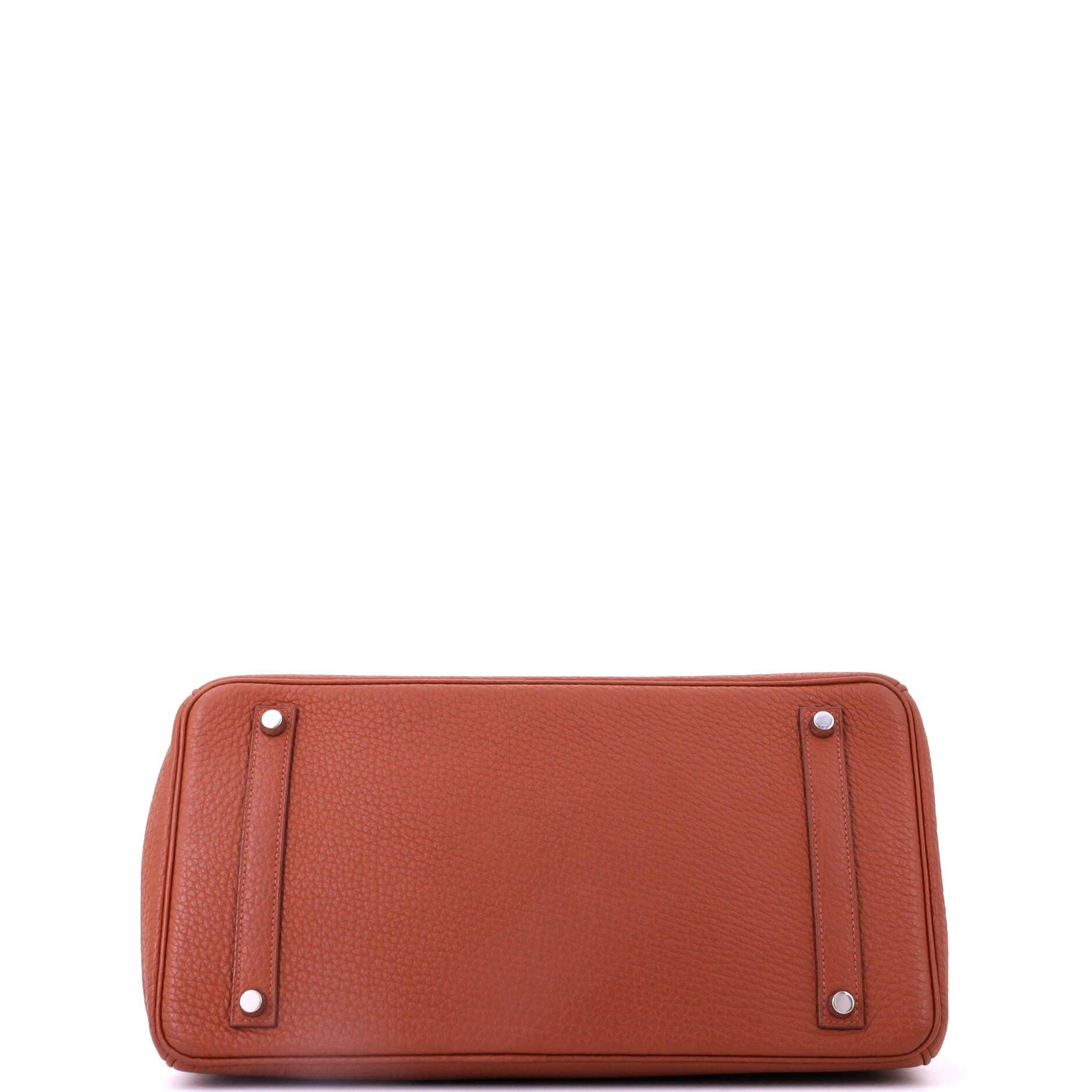 Pre-Owned Hermes Birkin Handbag Brown Fjord with Palladium Hardware 35, Alternate, color, Sienne