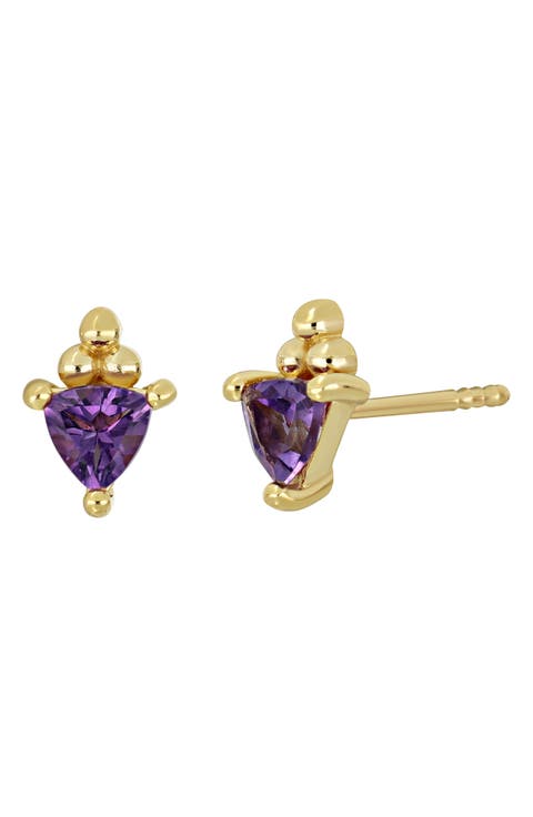 14K Gold BLC Semiprecious Stone Stud Earrings