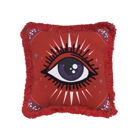 Mystical Eye Cotton Blend Mini Halloween Accent Pillow 10" x 10"