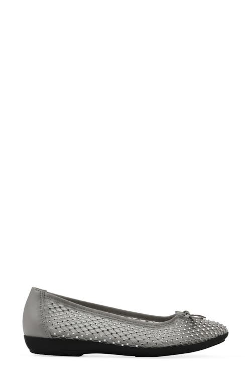 Cliffs By White Mountain Carlicia Rhinestone Mesh Ballet Flat In Silver Fabric