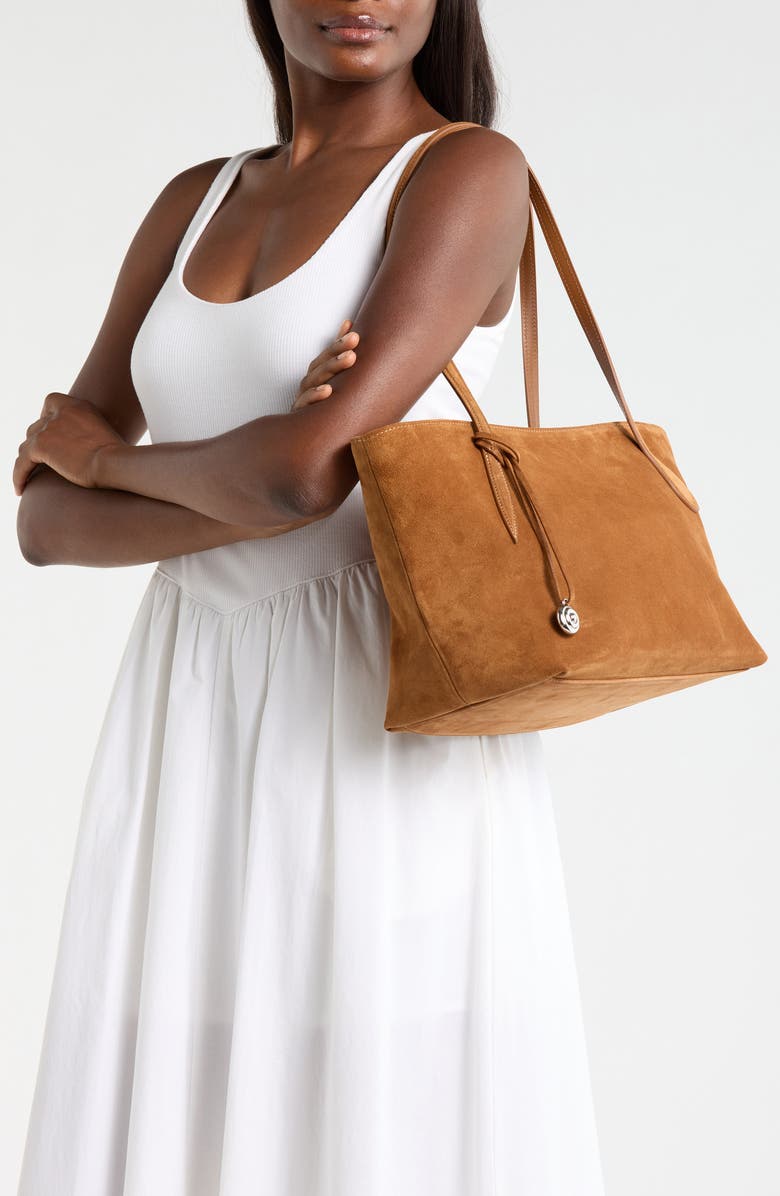 LIFFNER Sprout Midi Suede Tote, Alternate, color, Saddle Brown