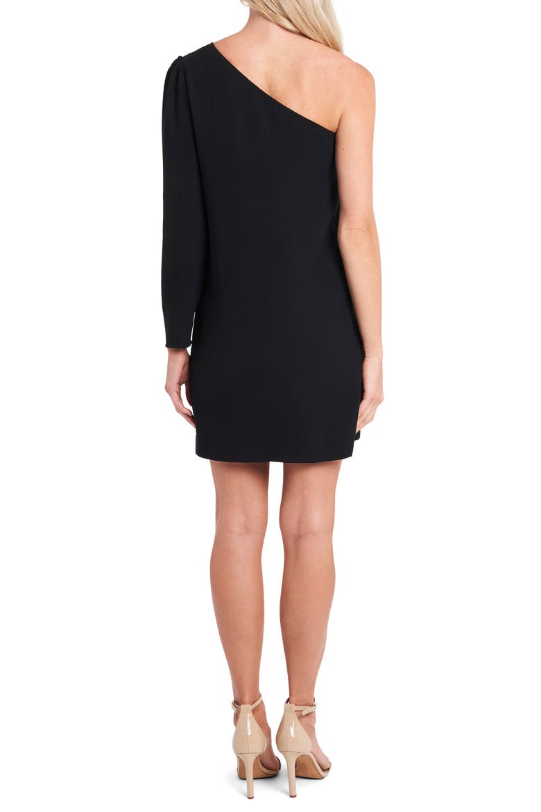 One-Shoulder Moss Crepe Dress, Alternate, color, RICH BLACK