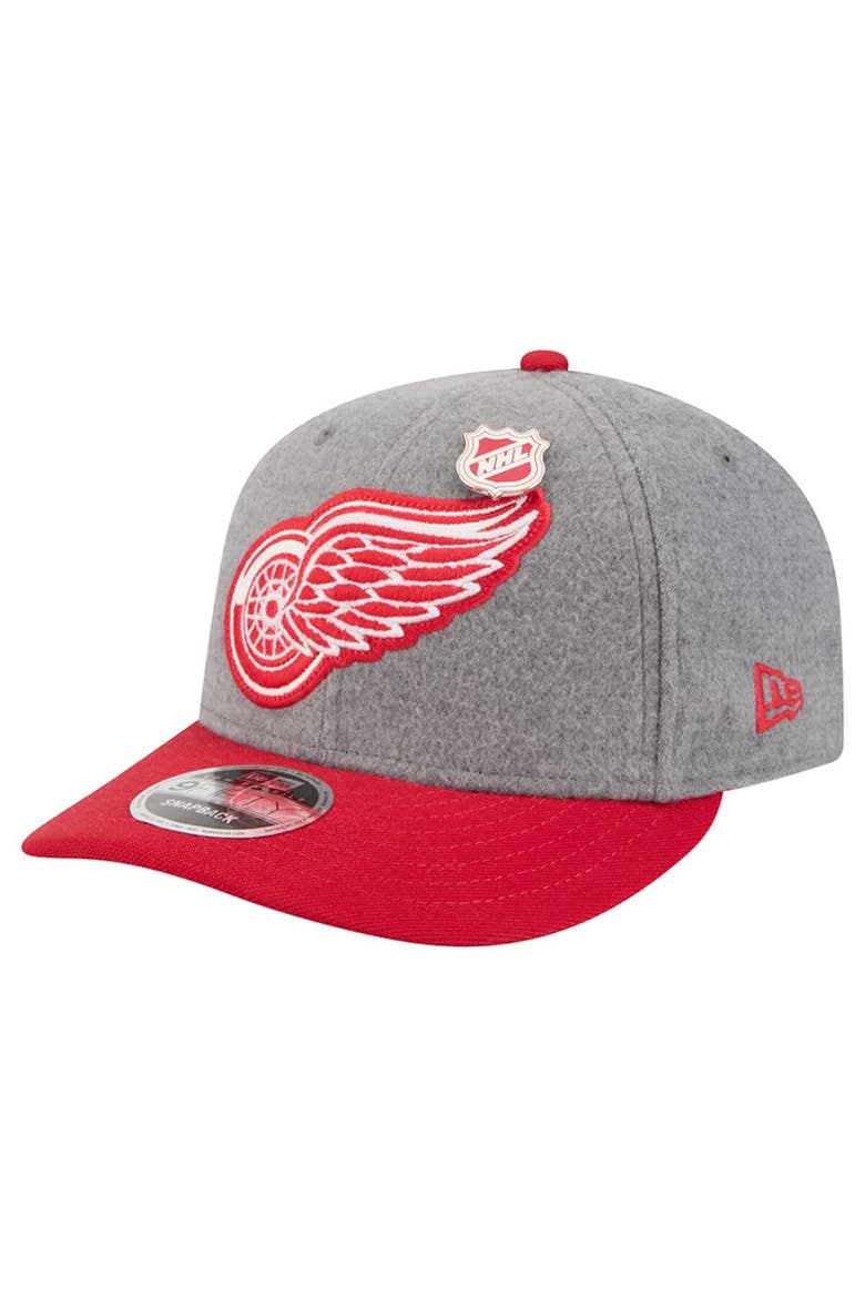 Men's New Era  Gray/Red Detroit Red Wings Wool Pin Low Profile 9FIFTY Snapback Hat, Alternate, color, Gray