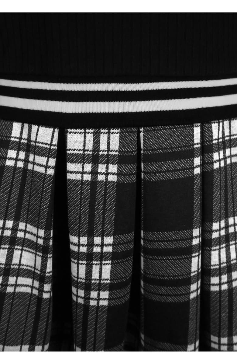 Zunie Kids' New York Collared Sweater & Plaid Skirt Set, Alternate, color, Black/ White