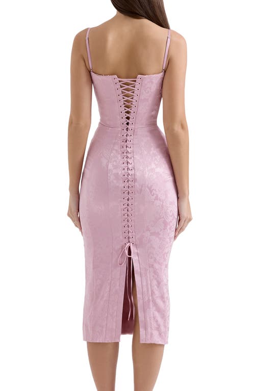 Shop House Of Cb Ophelle Satin Jacquard Dress In Zephyr