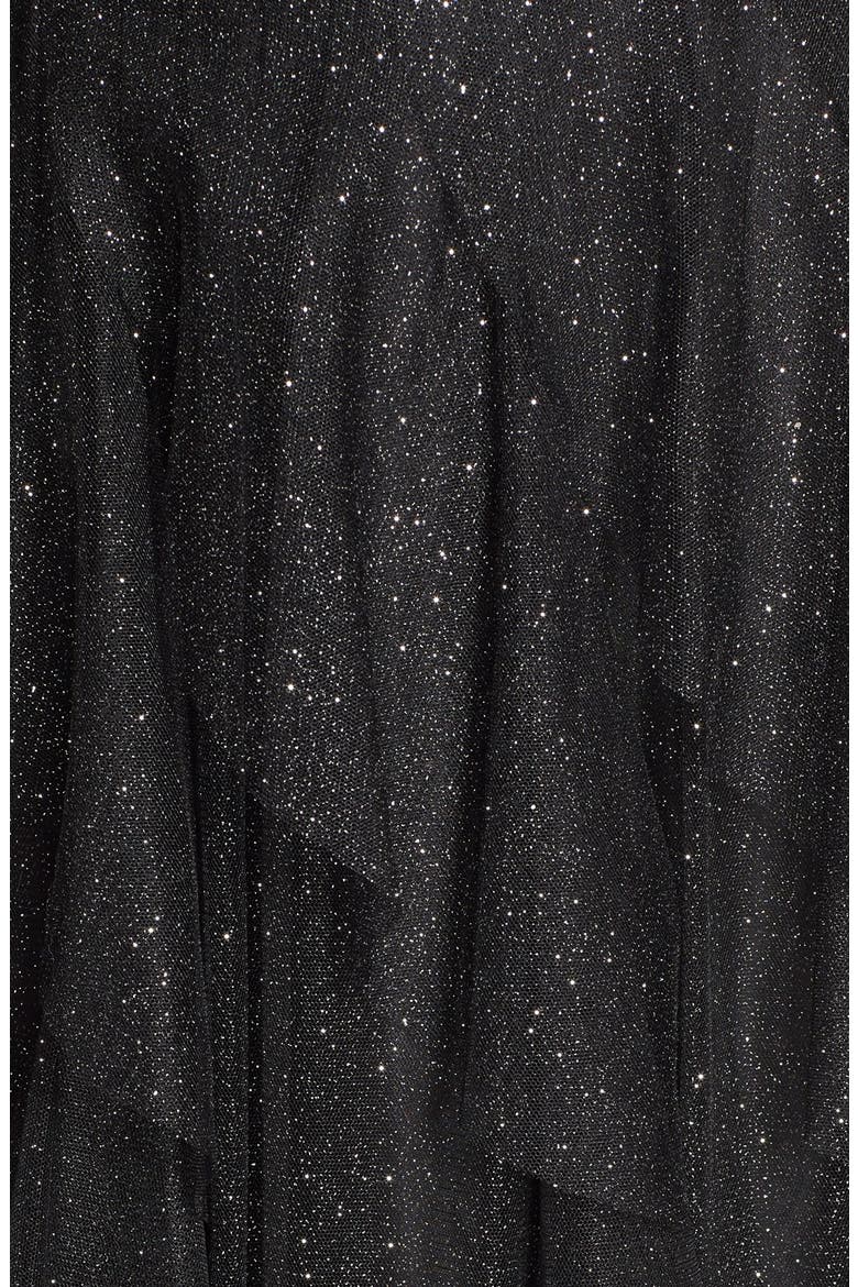 Glitter Mesh Strapless Ballgown, Alternate, color, BLACK