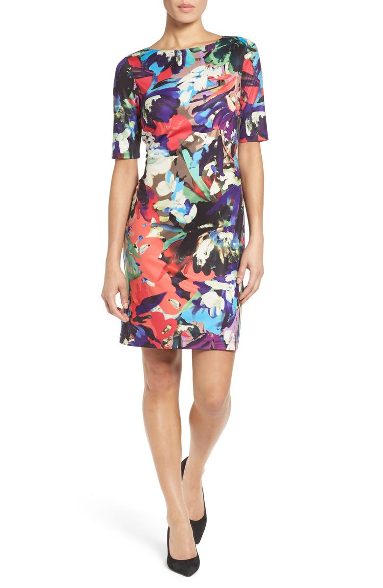 Ellen Tracy Ellen Tracey Print Jersey Sheath Dress, Alternate, color, 