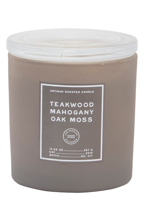 Teakwood Mahogany Oak Moss Candle