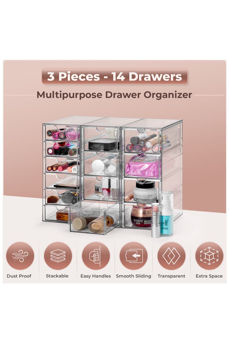 7-Drawer Acrylic Organizer, Alternate, color, CLEAR