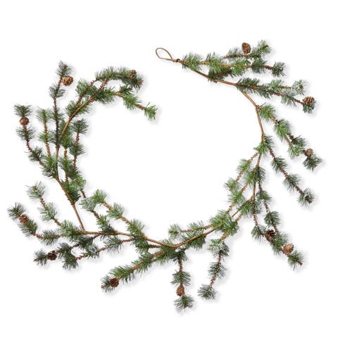 Icy Pine Garland with Pinecones for Christmas Home Decor